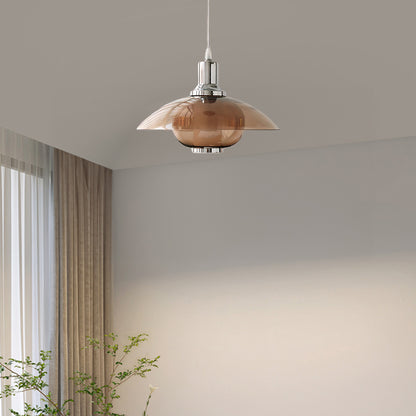 Flying Saucer Chrome Retro Crystal Pendant Light