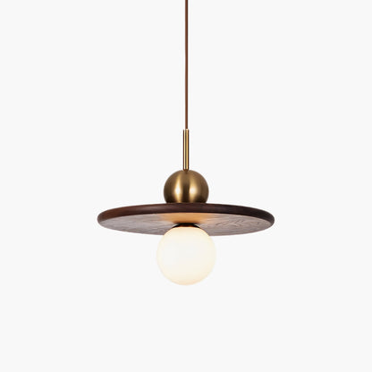 Flying Saucer Walnut Modern Crystal Pendant Lamp