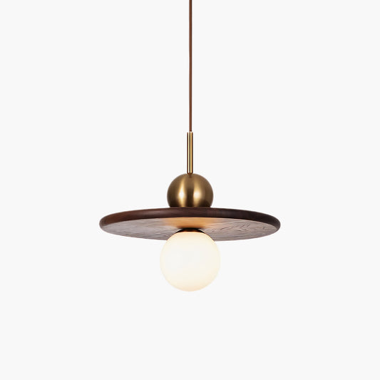 Flying Saucer Walnut Modern Crystal Pendant Lamp