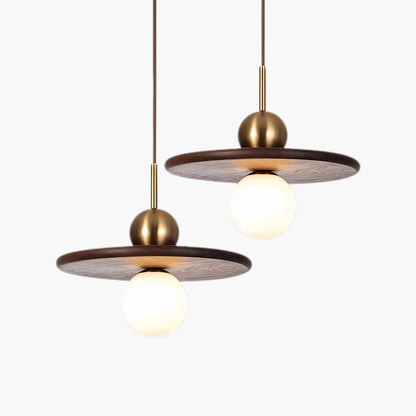 Flying Saucer Walnut Modern Crystal Pendant Lamp