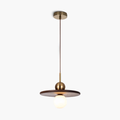 Flying Saucer Walnut Modern Crystal Pendant Lamp