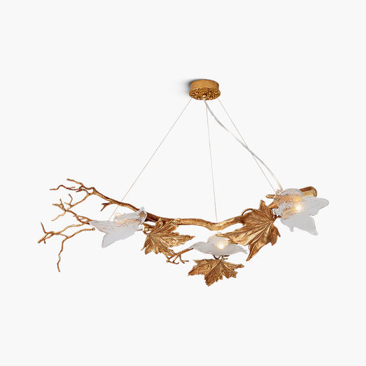 Folio Branch Brass Contemporary Crystal Chandelier