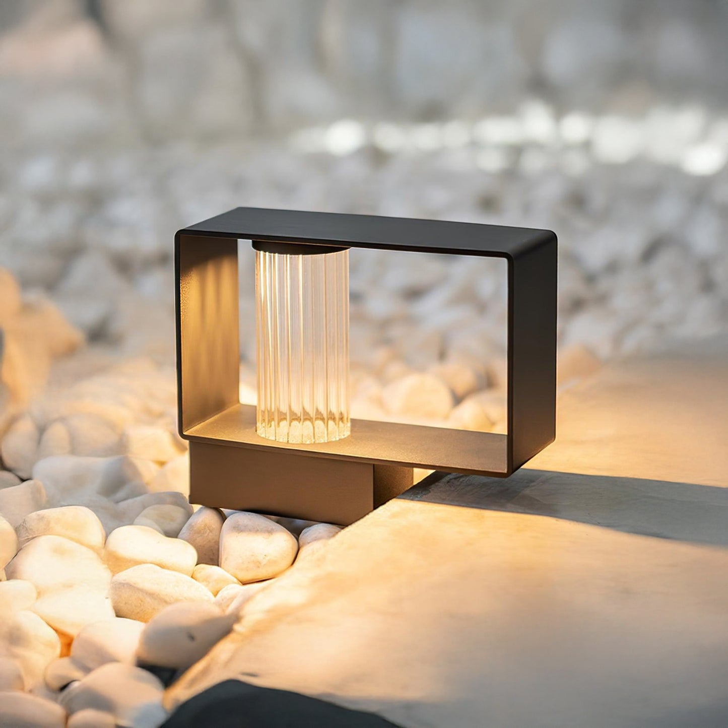 Frame Minimalist Crystal Outdoor Post Lamp