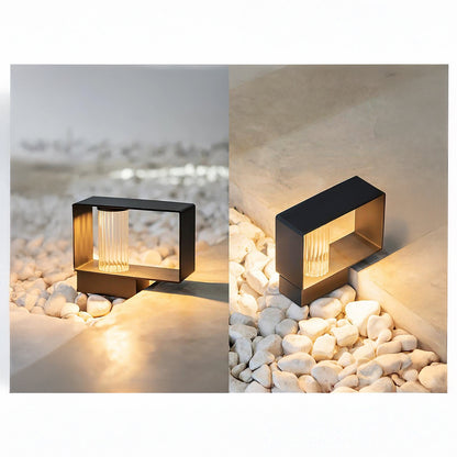 Frame Minimalist Crystal Outdoor Post Lamp