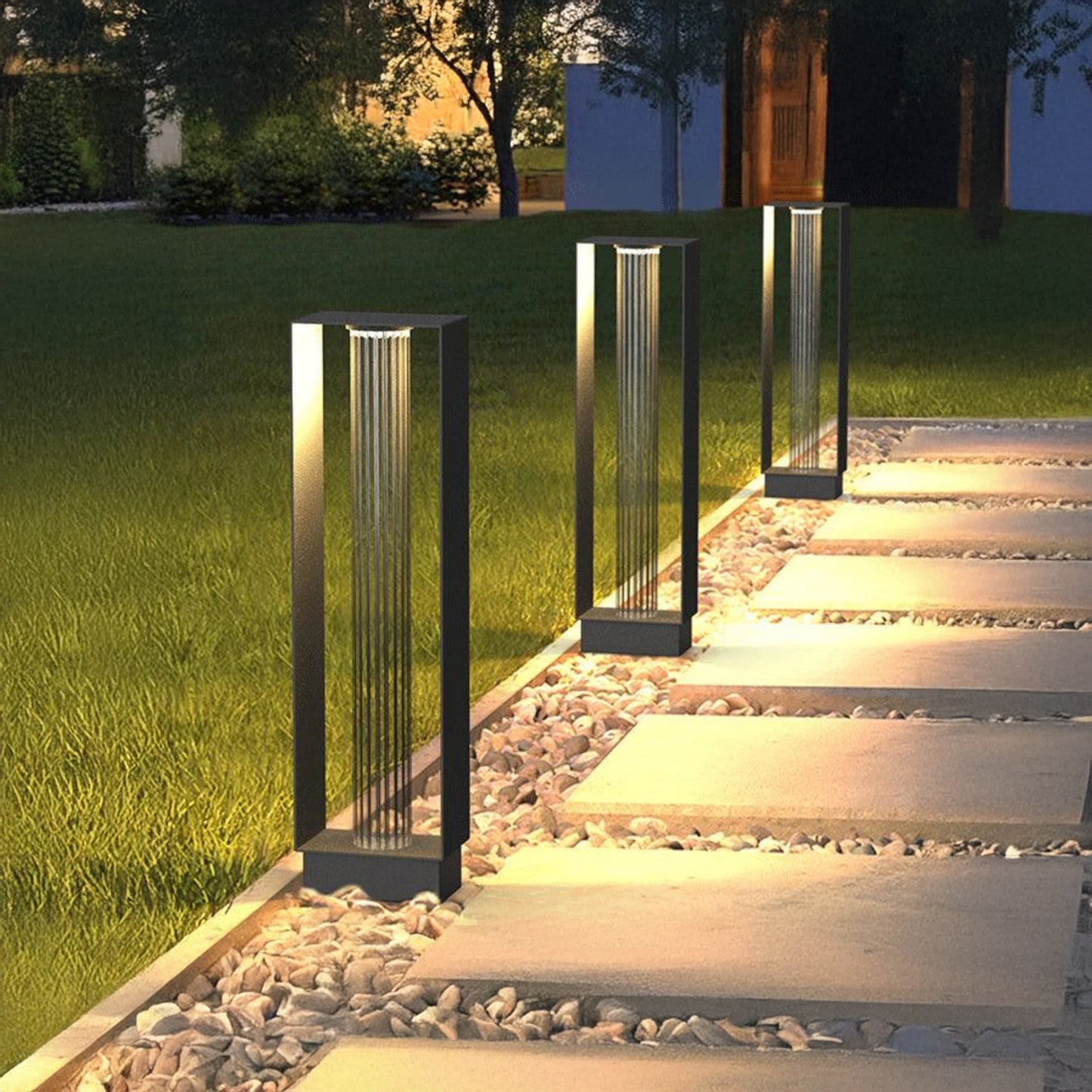 Frame Minimalist Crystal Outdoor Post Lamp