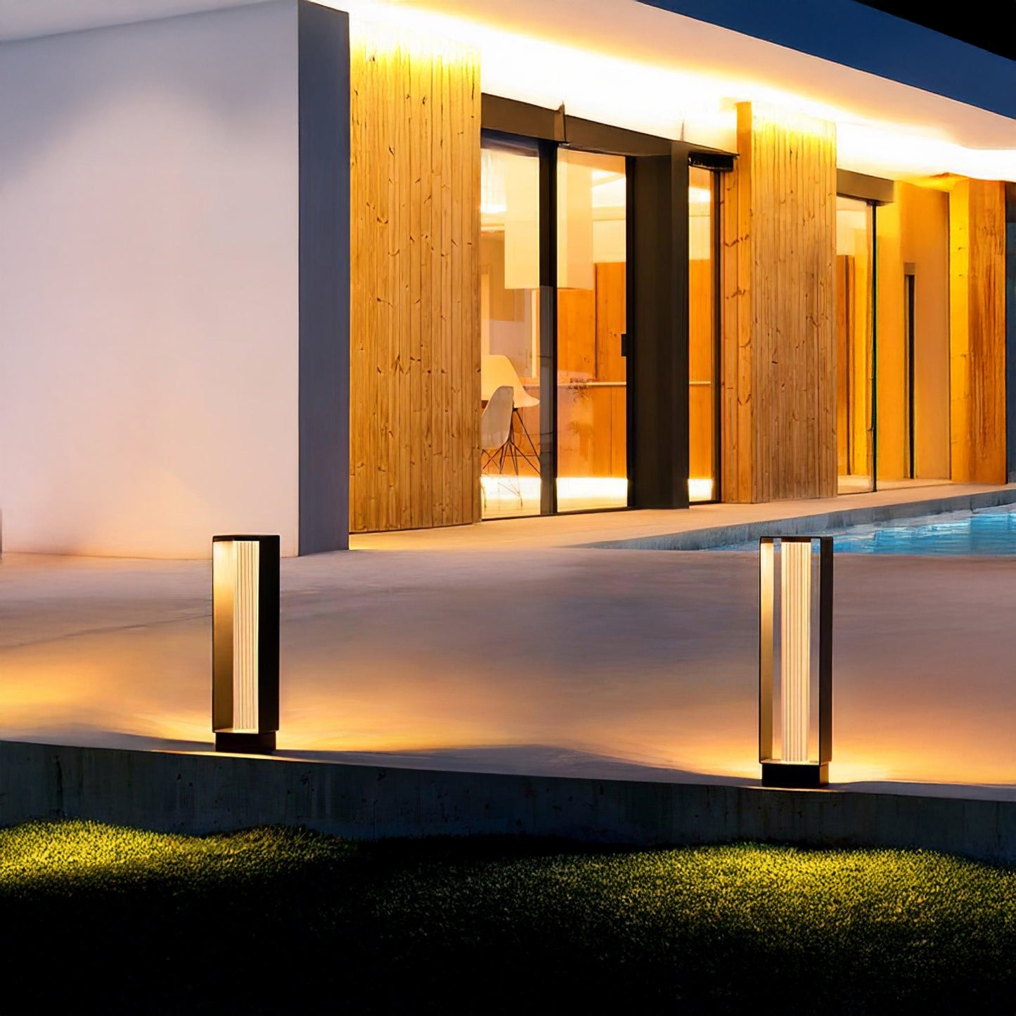 Frame Minimalist Crystal Outdoor Post Lamp