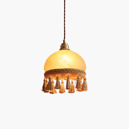 French Tassels Brass Contemporary Crystal Pendant Light