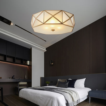 Geometric Shaped Flush Modern Crystal Ceiling Light