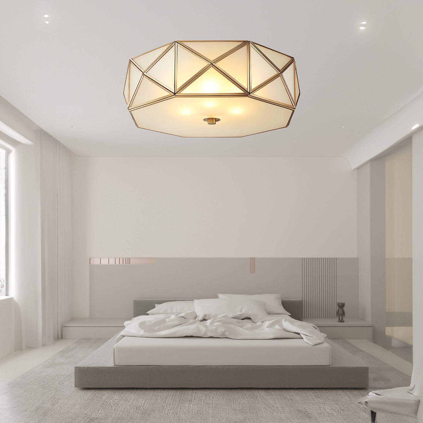 Geometric Shaped Flush Modern Crystal Ceiling Light