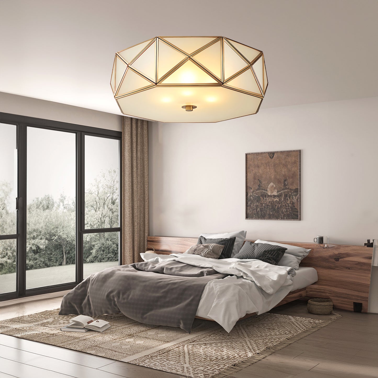 Geometric Shaped Flush Modern Crystal Ceiling Light