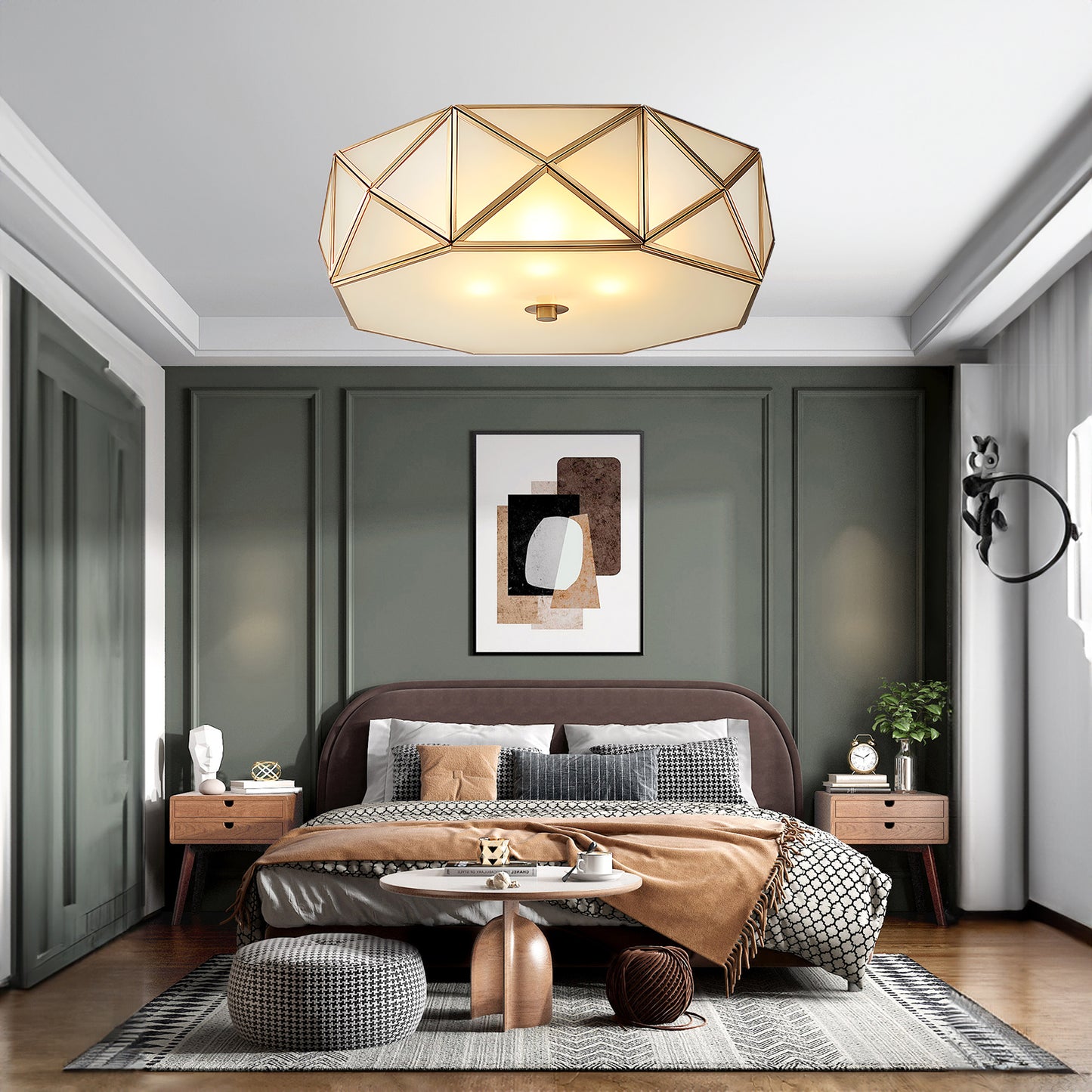 Geometric Shaped Flush Modern Crystal Ceiling Light