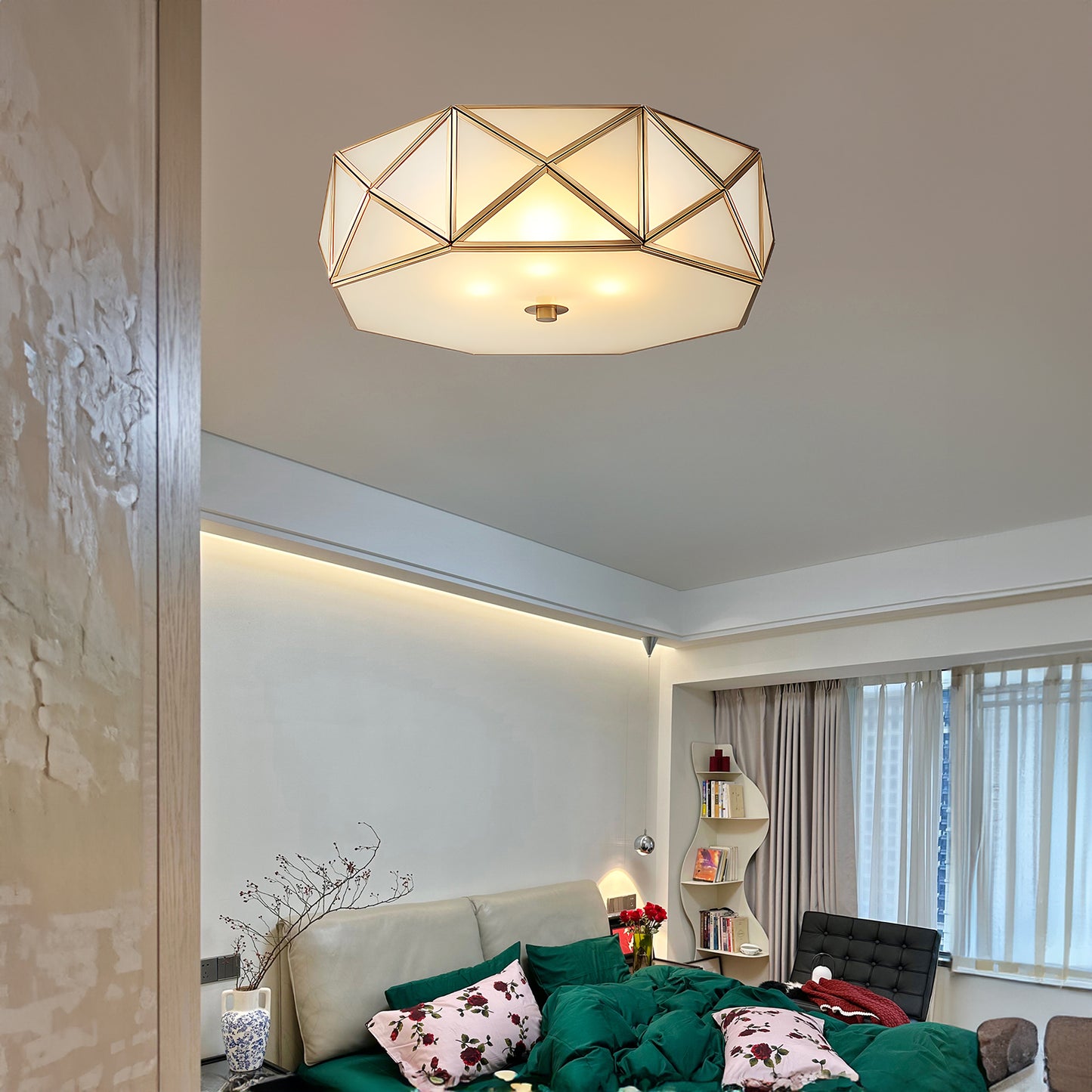 Geometric Shaped Flush Modern Crystal Ceiling Light