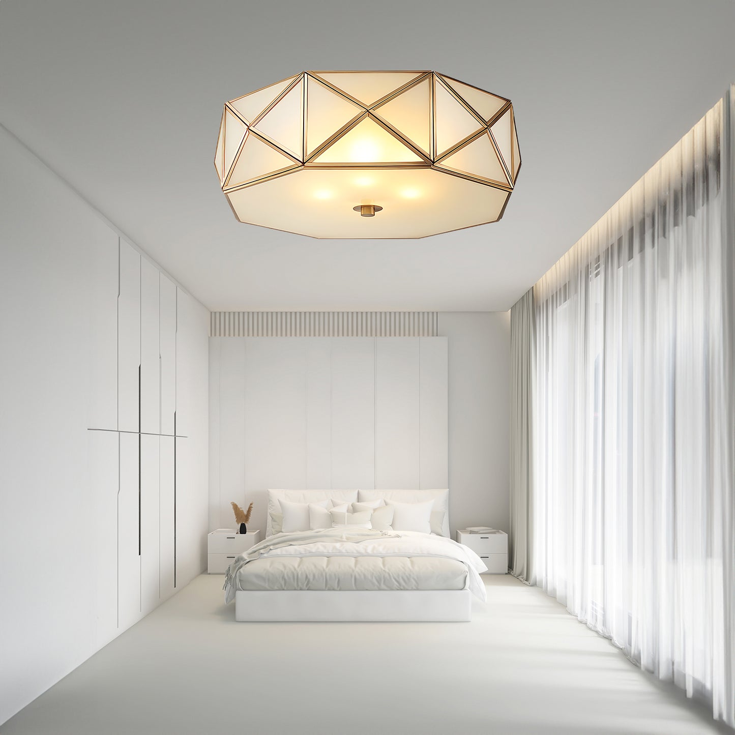 Geometric Shaped Flush Modern Crystal Ceiling Light