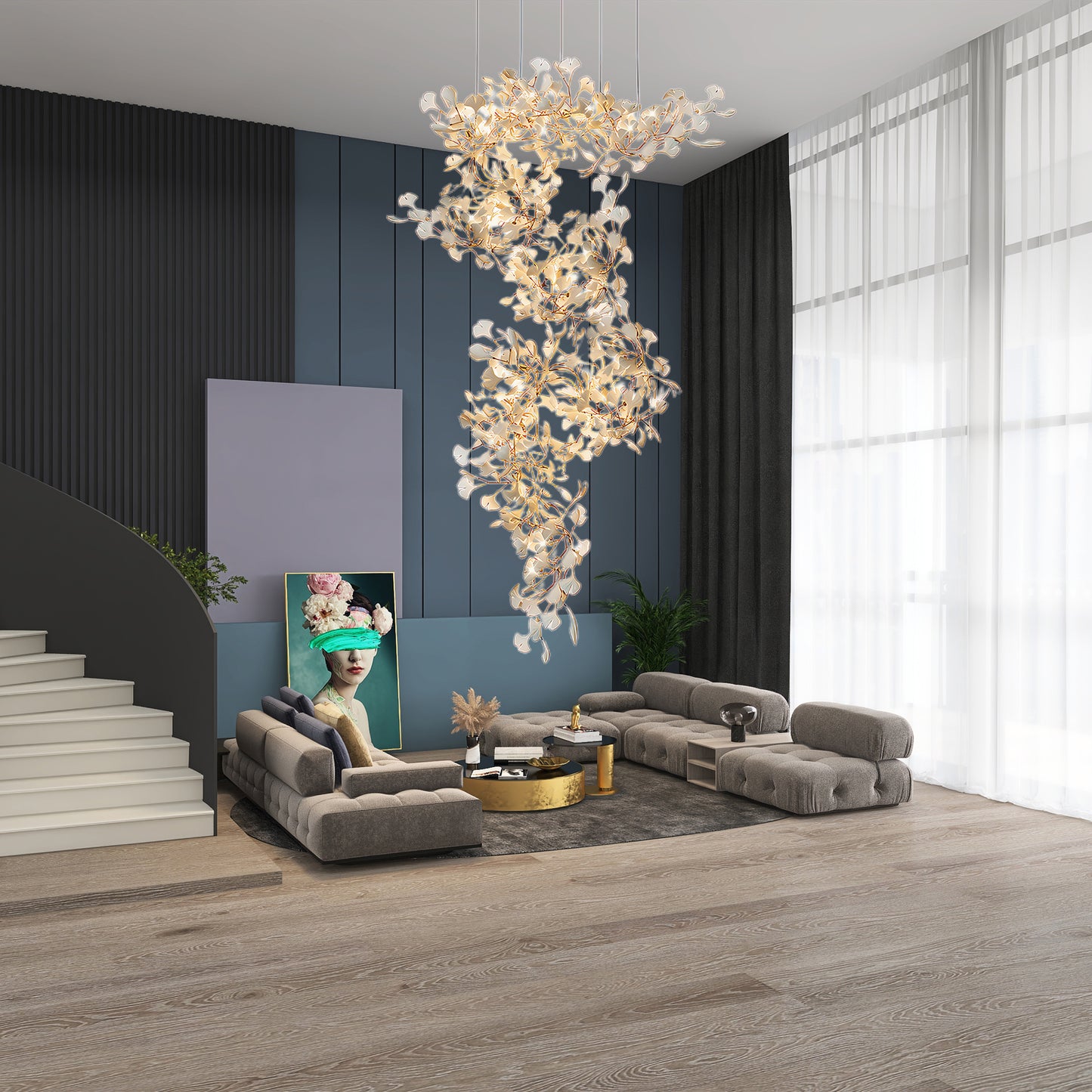 Gingko Eclectic Metal Chandelier F