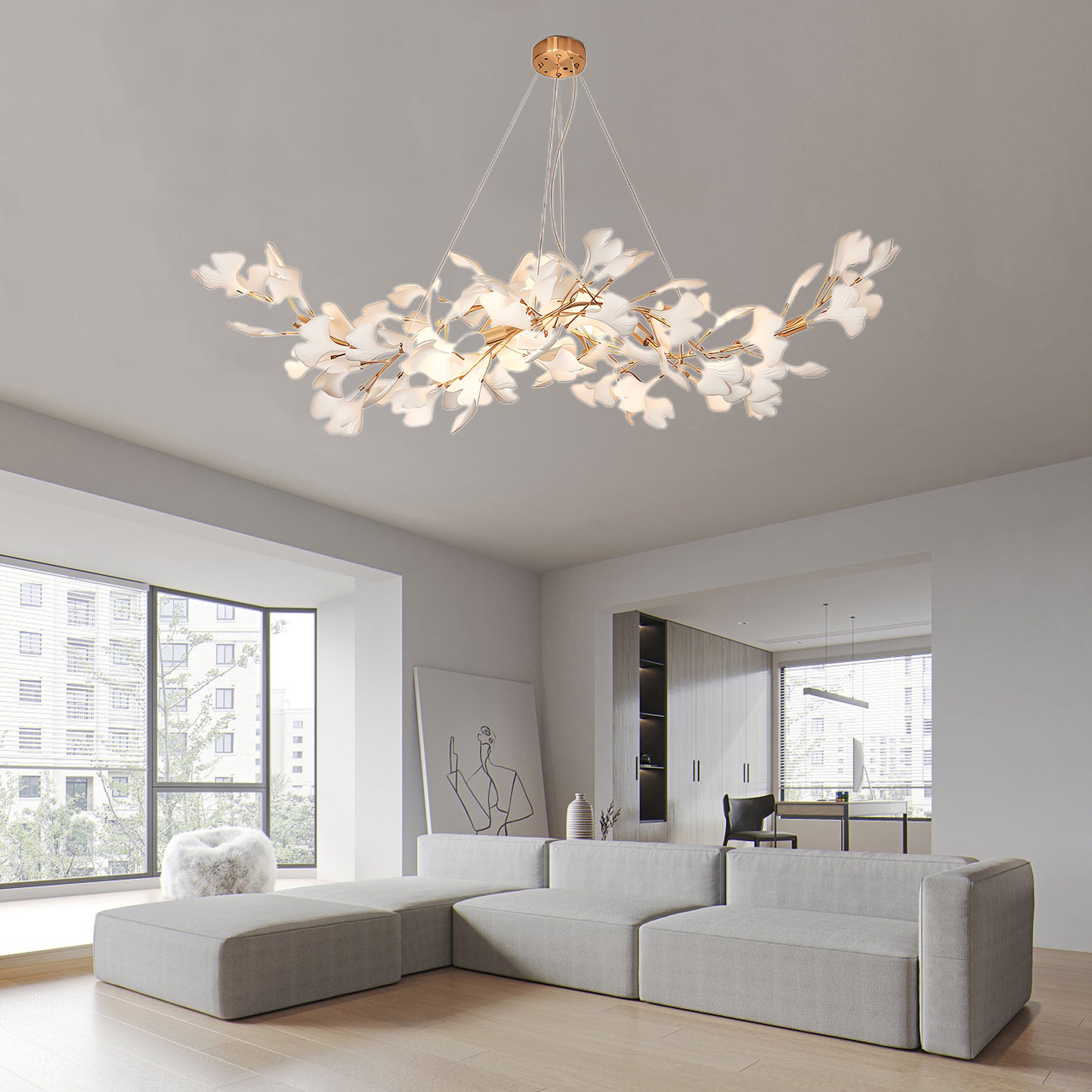 Gingko Eclectic Metal Chandelier K