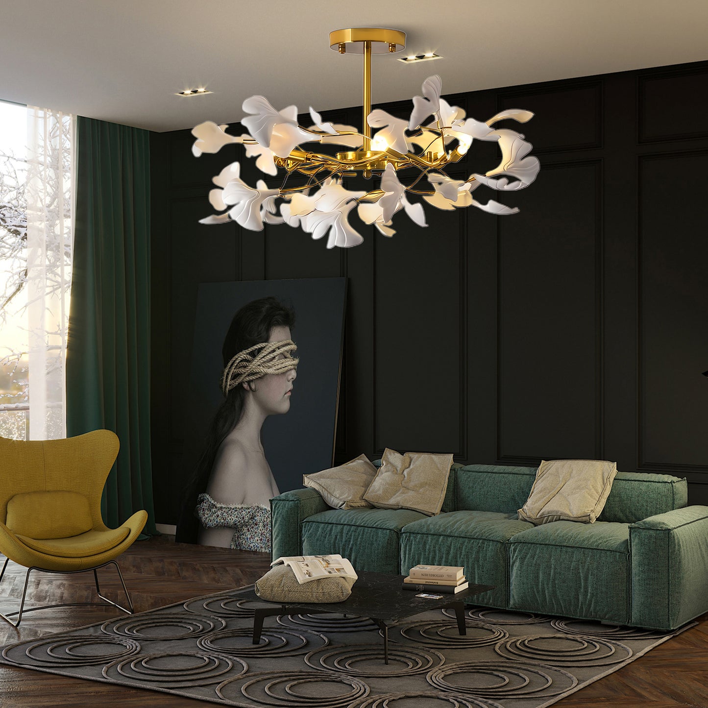 Gingko Modern Metal Chandelier L