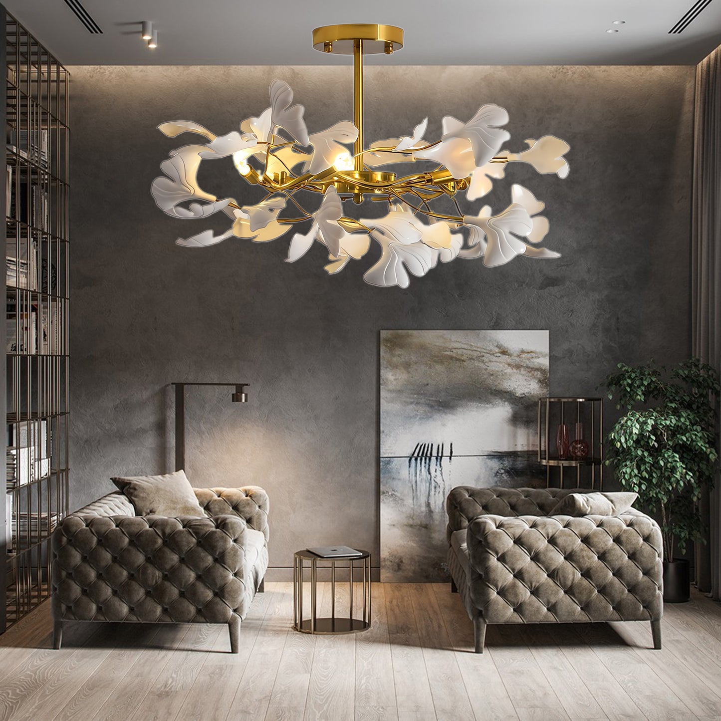 Gingko Modern Metal Chandelier L