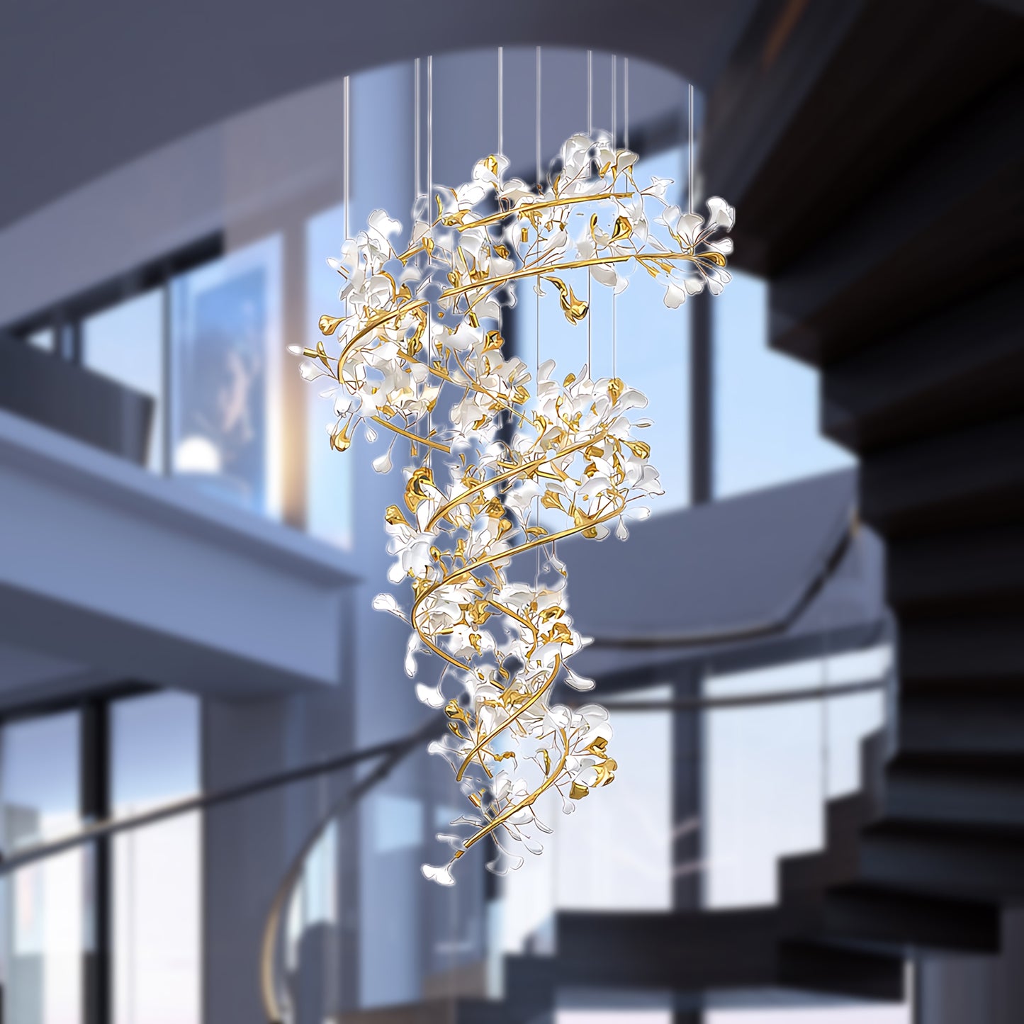 Gingko Eclectic Metal Chandelier Q