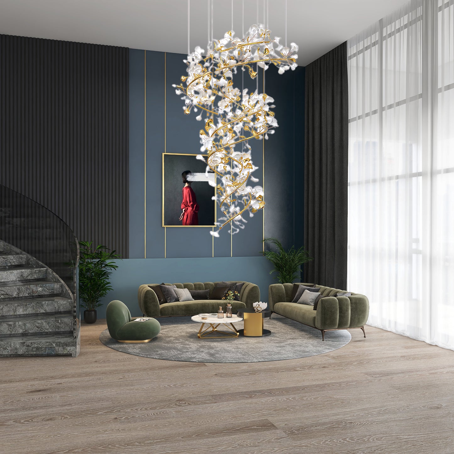 Gingko Eclectic Metal Chandelier Q