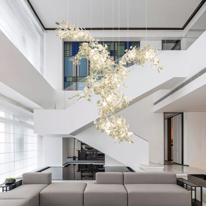 Gingko Combination Eclectic Metal Chandelier