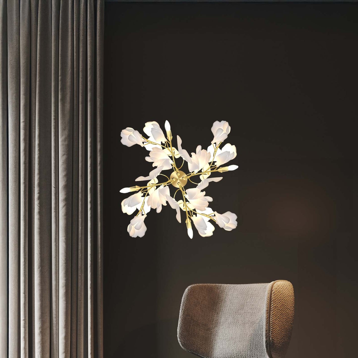 Gingko Flowers Mid-century Metal Wall Lamp