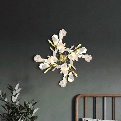 Gingko Flowers Mid-century Metal Wall Lamp