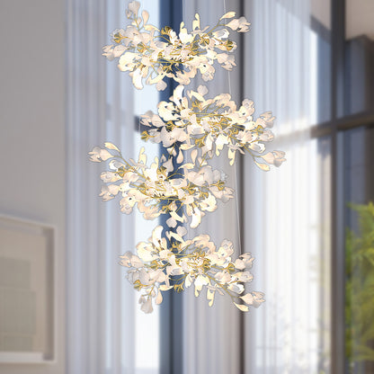 Gingko Leaves Eclectic Metal Chandelier