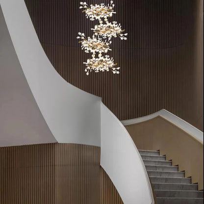 Gingko Leaves Eclectic Metal Chandelier