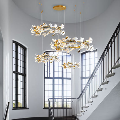 Gingko Leaves Eclectic Metal Chandelier