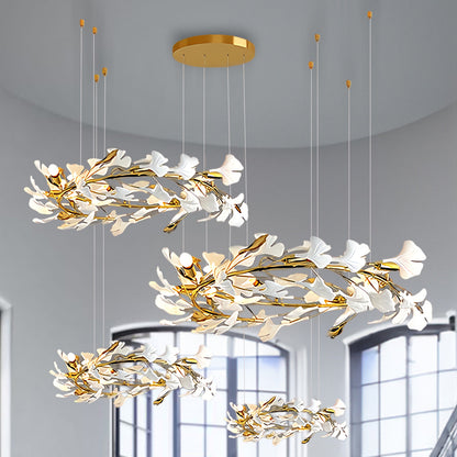 Gingko Leaves Eclectic Metal Chandelier