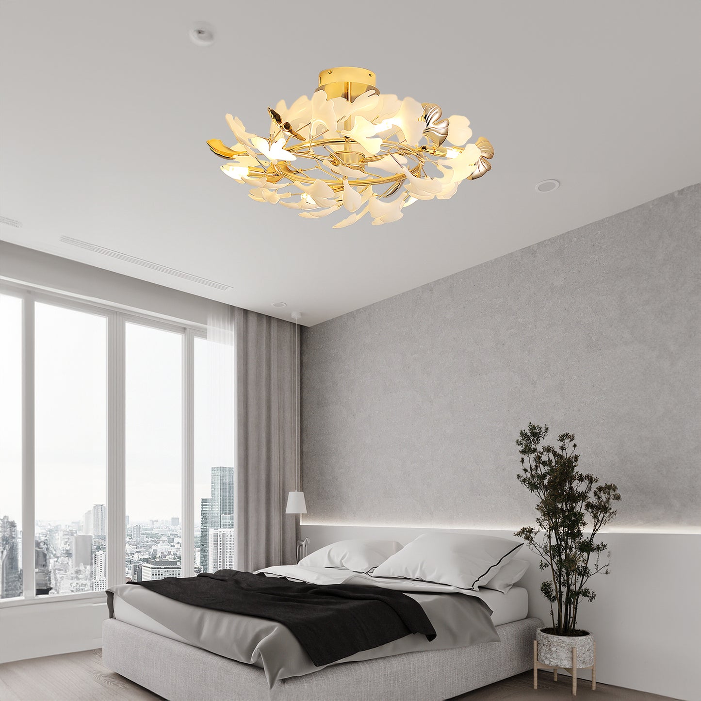 Gingko Rotating Minimalist Metal Ceiling Lamp