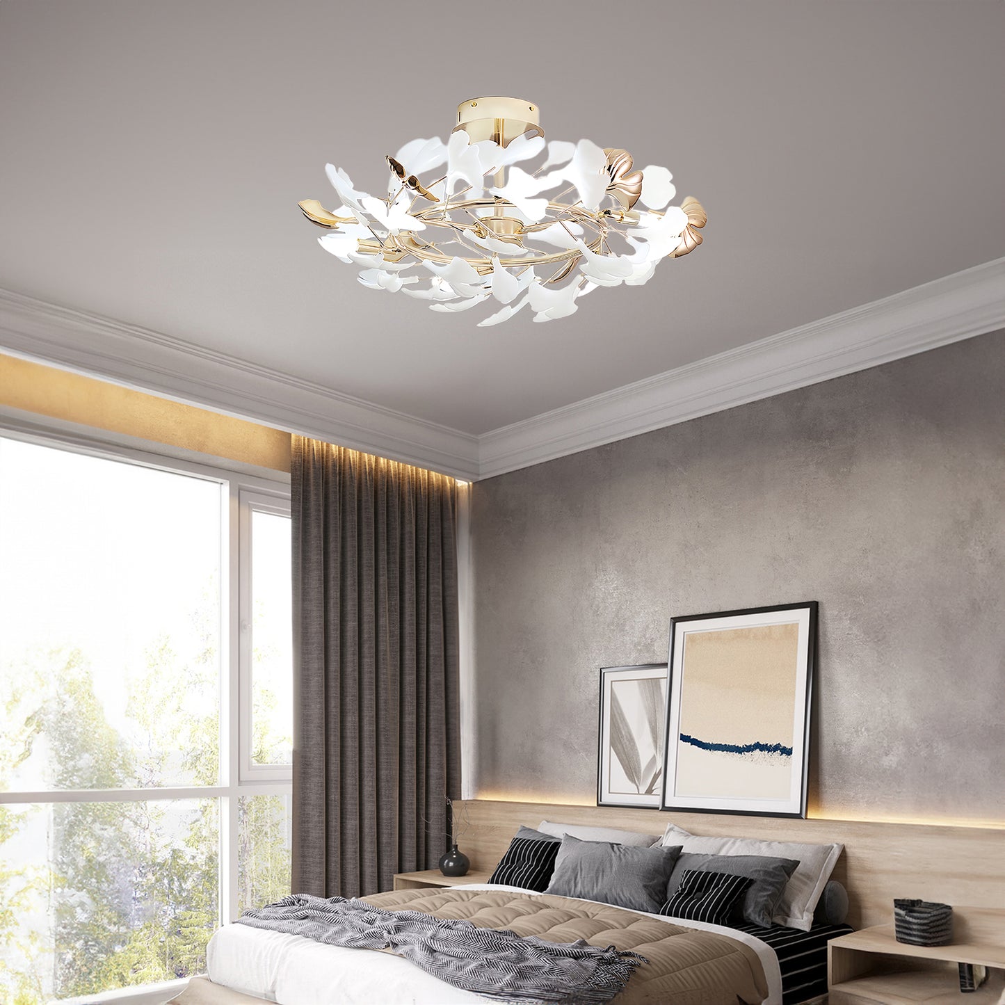 Gingko Rotating Minimalist Metal Ceiling Lamp