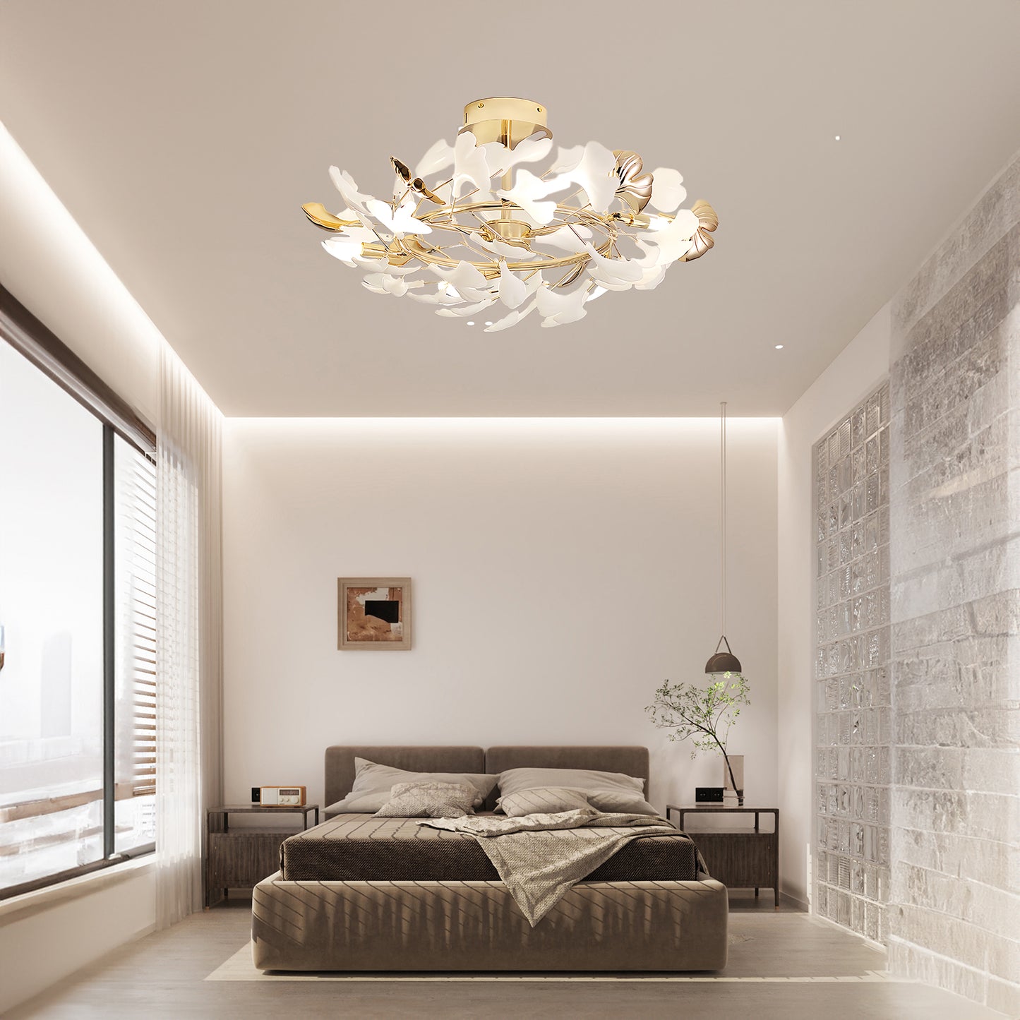 Gingko Rotating Minimalist Metal Ceiling Lamp