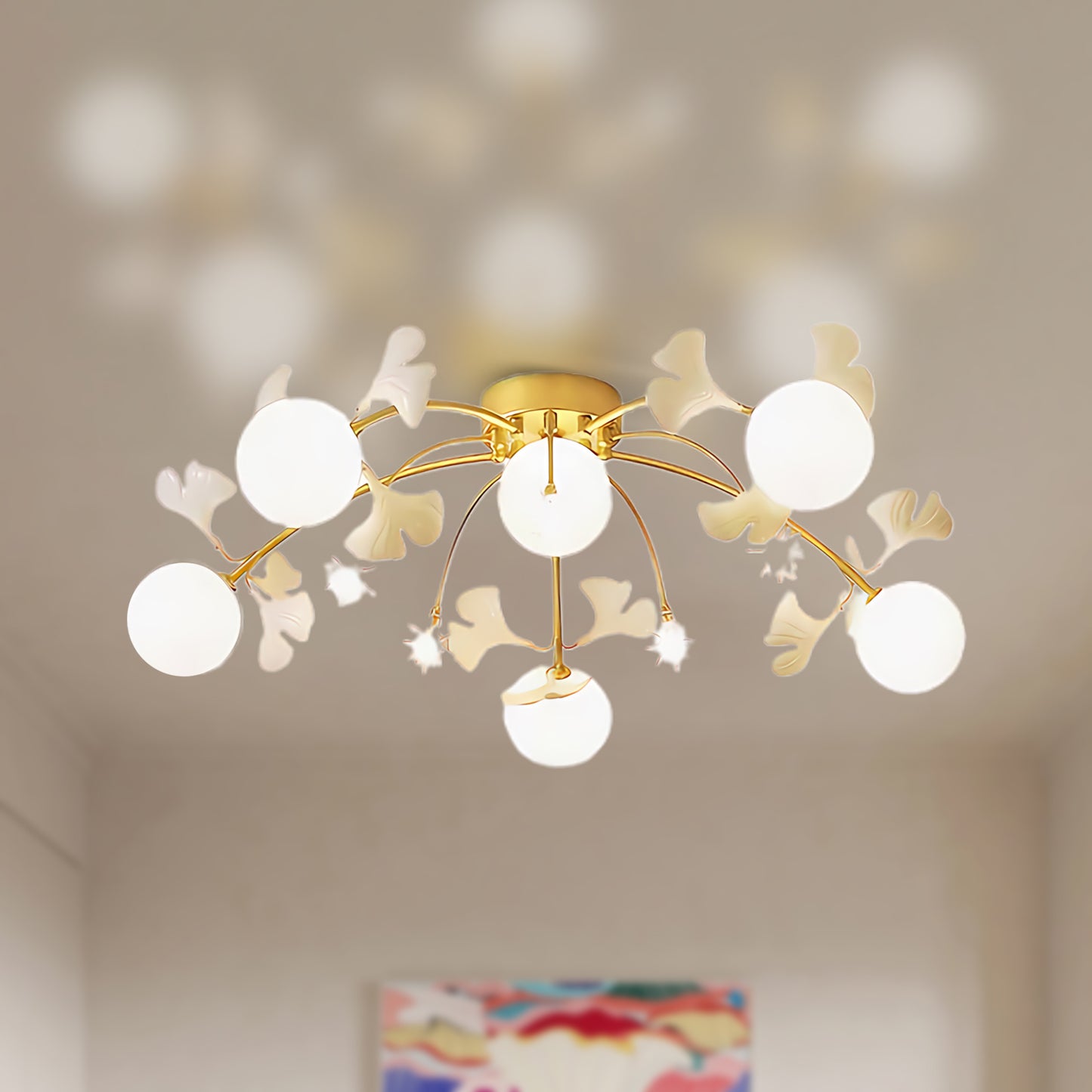 Ginkgo Eclectic Crystal Ceiling Lamp