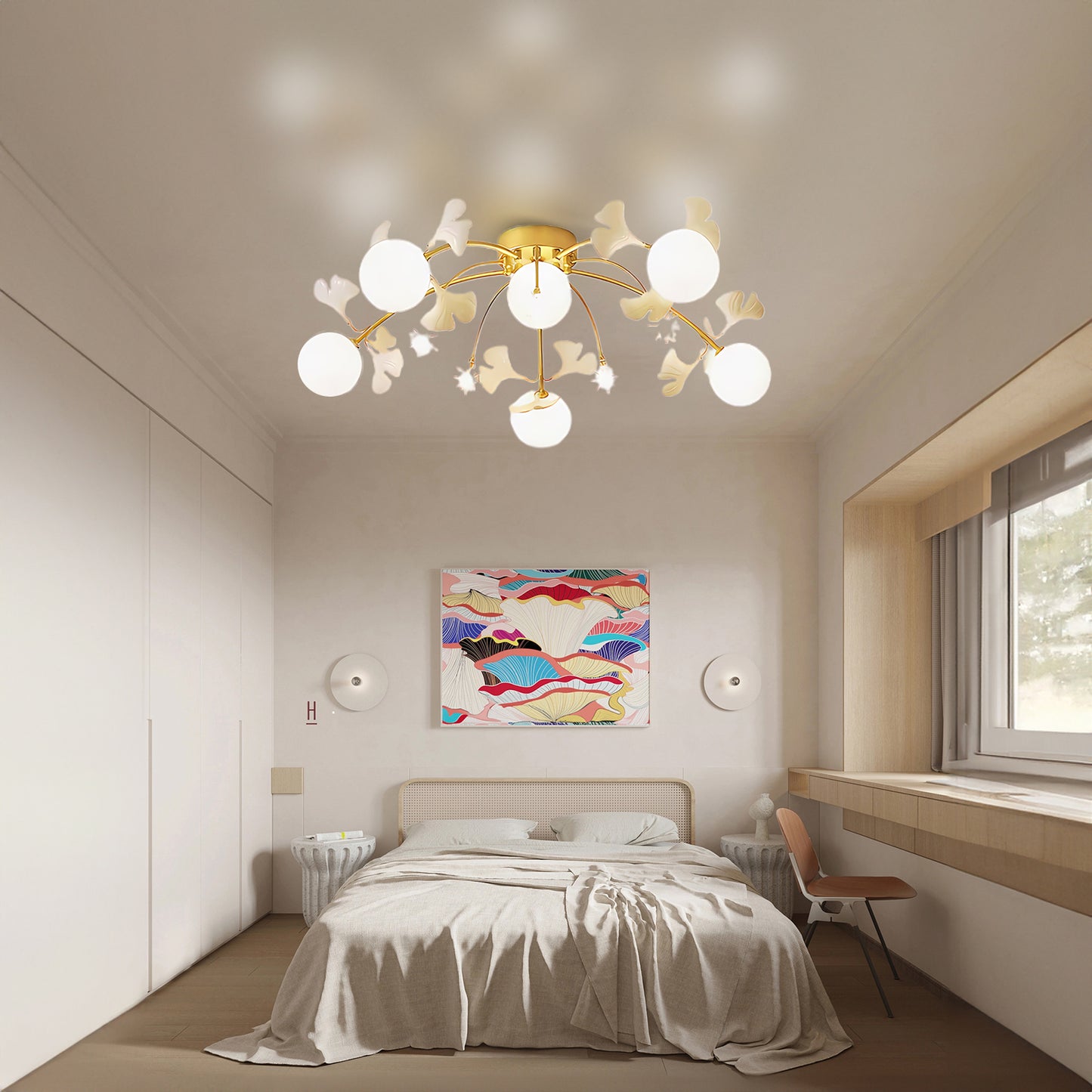 Ginkgo Eclectic Crystal Ceiling Lamp