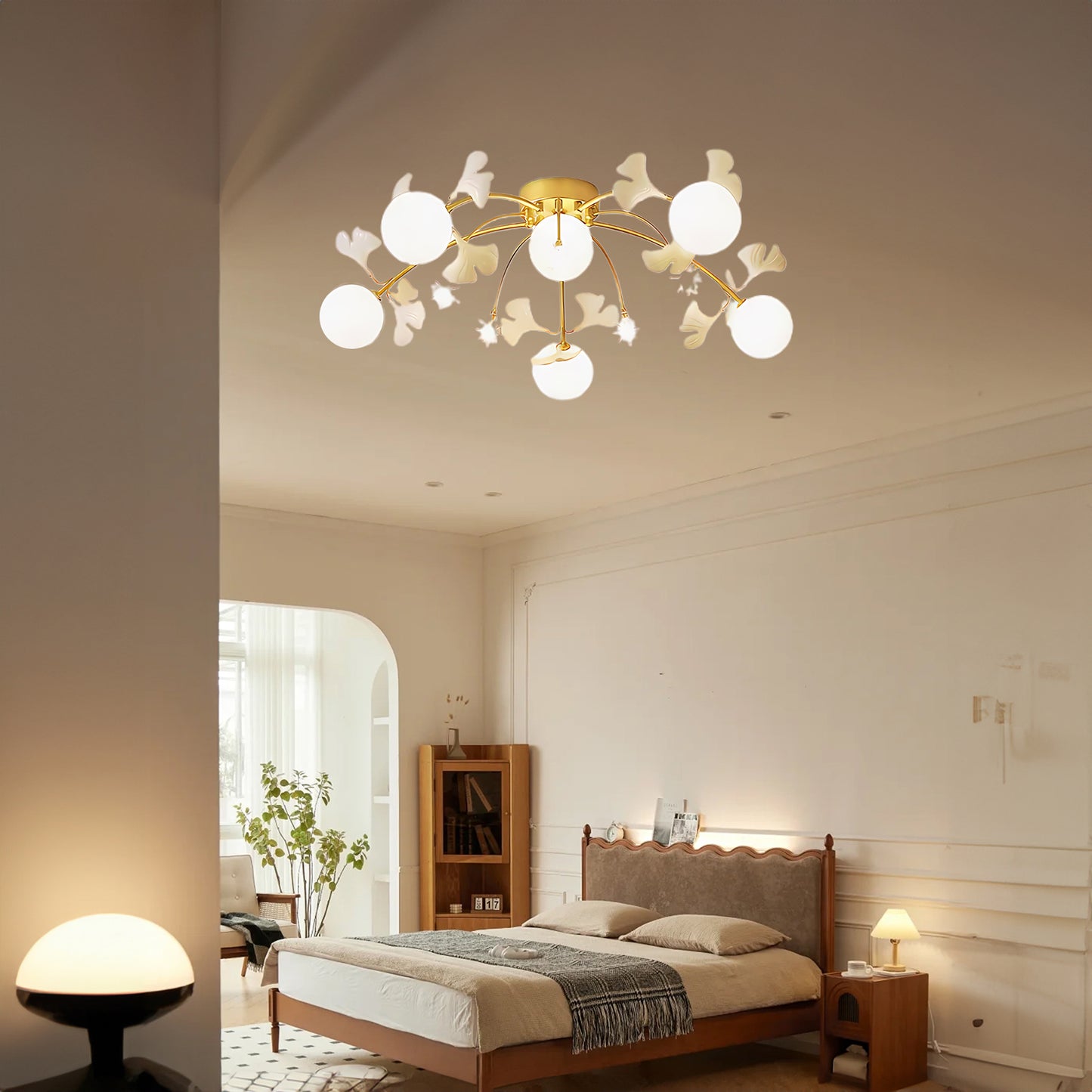 Ginkgo Eclectic Crystal Ceiling Lamp