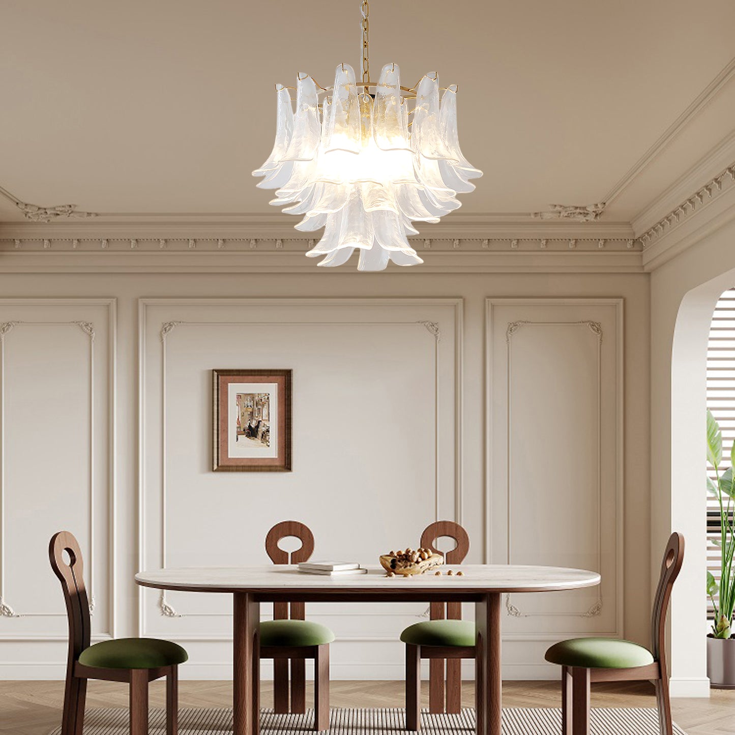 Leaf Cascade Modern Crystal Chandelier