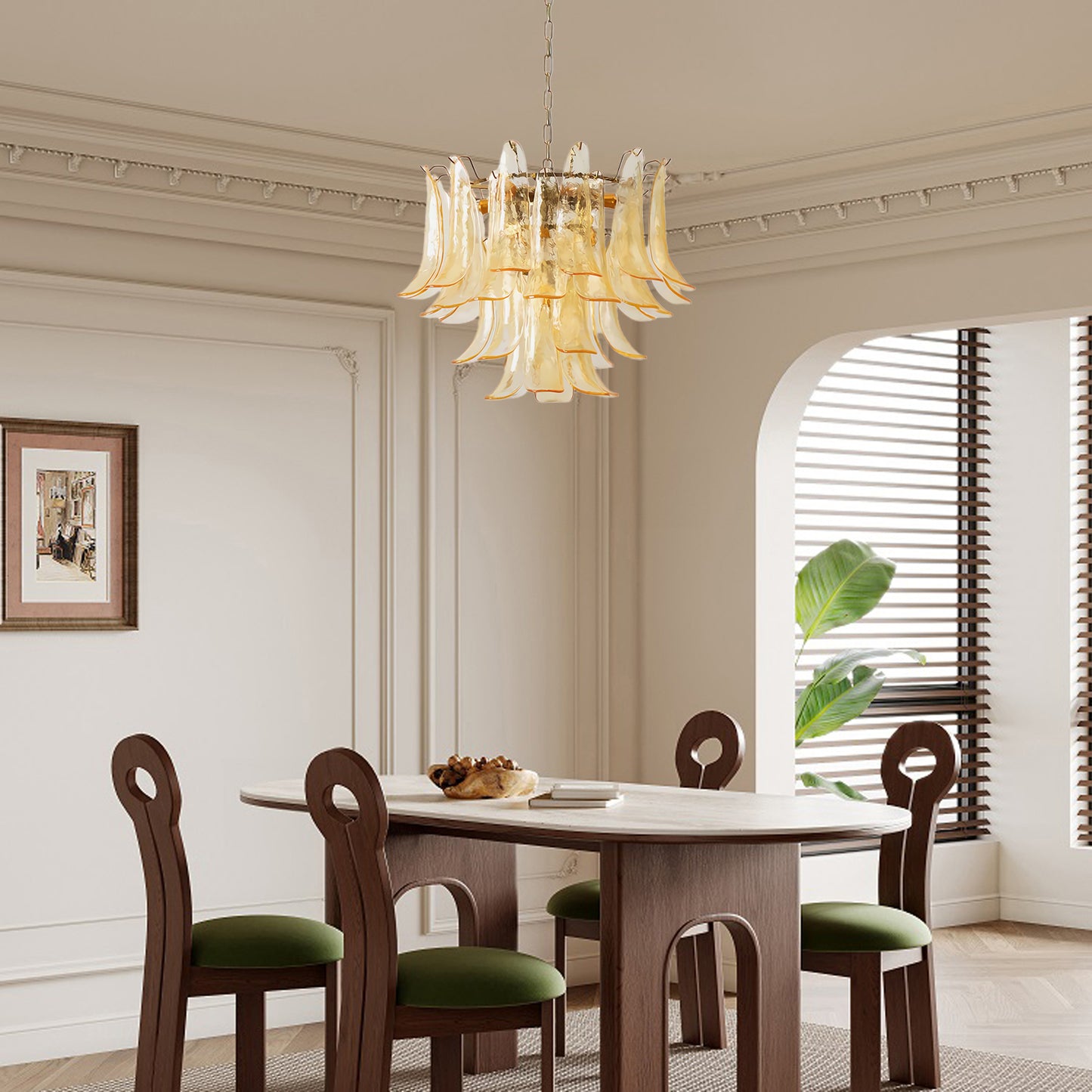 Leaf Cascade Modern Crystal Chandelier