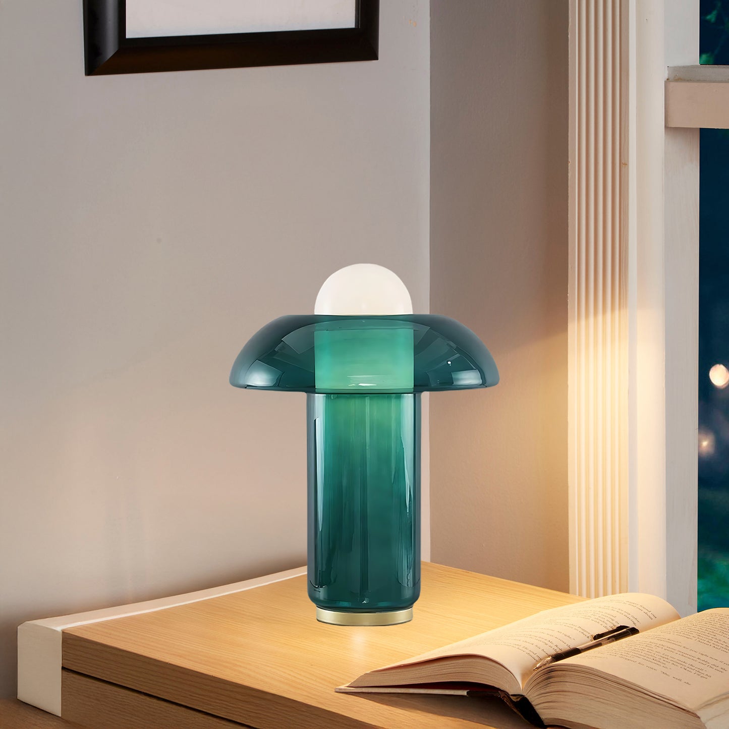 Mushroom Table Eclectic Crystal Lamp