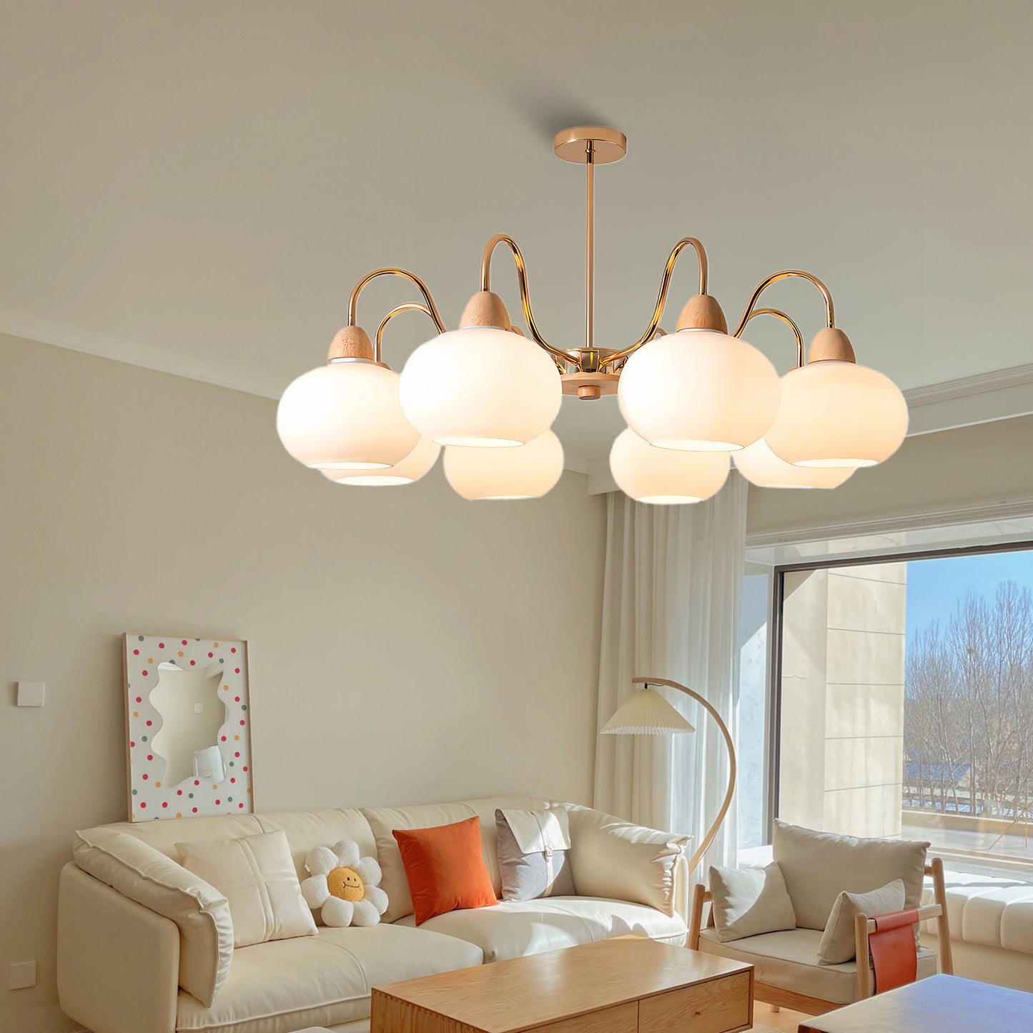 Persimmon Mid-century Crystal Chandelier