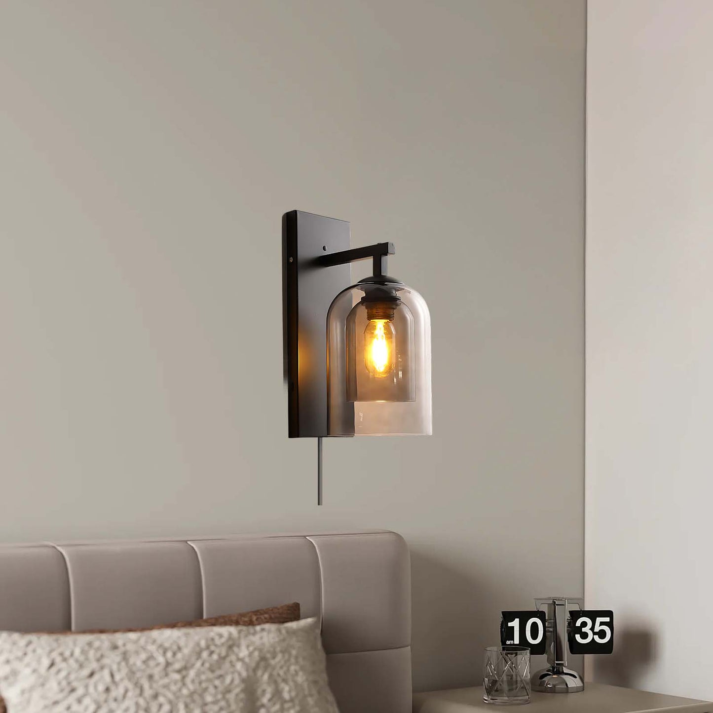 Tubular Plug-in Modern Crystal Wall Lamp