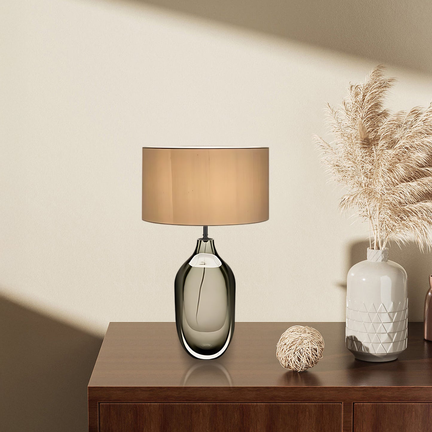 Glazed Eclectic Crystal Table Lamp