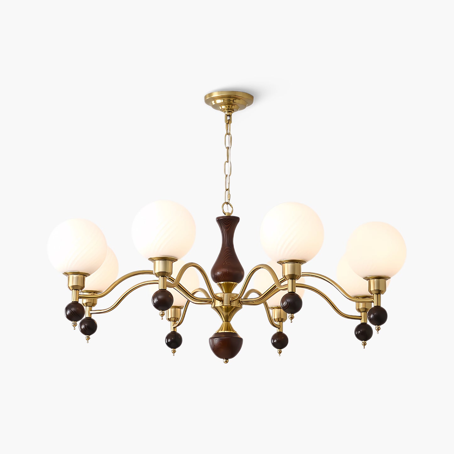 Globe Orb Wood Modern Crystal Chandelier