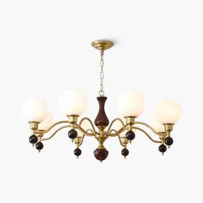 Globe Orb Wood Modern Crystal Chandelier