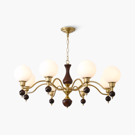 Globe Orb Wood Modern Crystal Chandelier