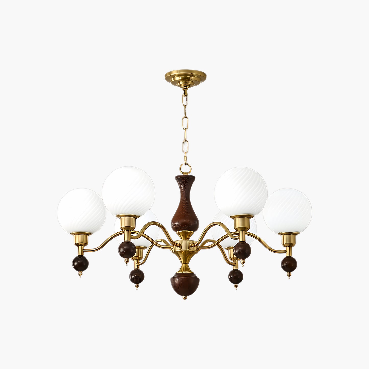 Globe Orb Wood Modern Crystal Chandelier