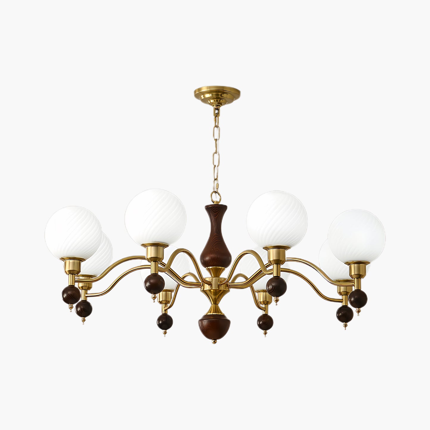 Globe Orb Wood Modern Crystal Chandelier