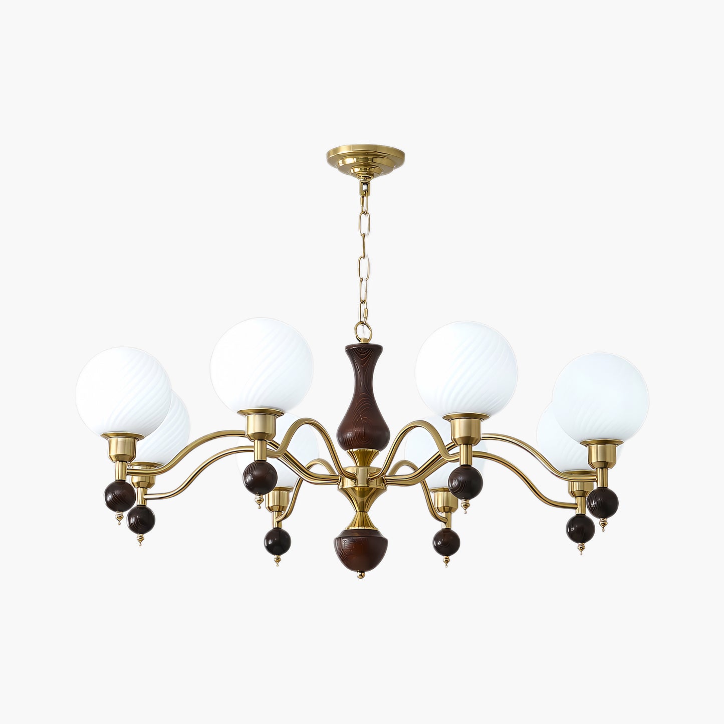 Globe Orb Wood Modern Crystal Chandelier