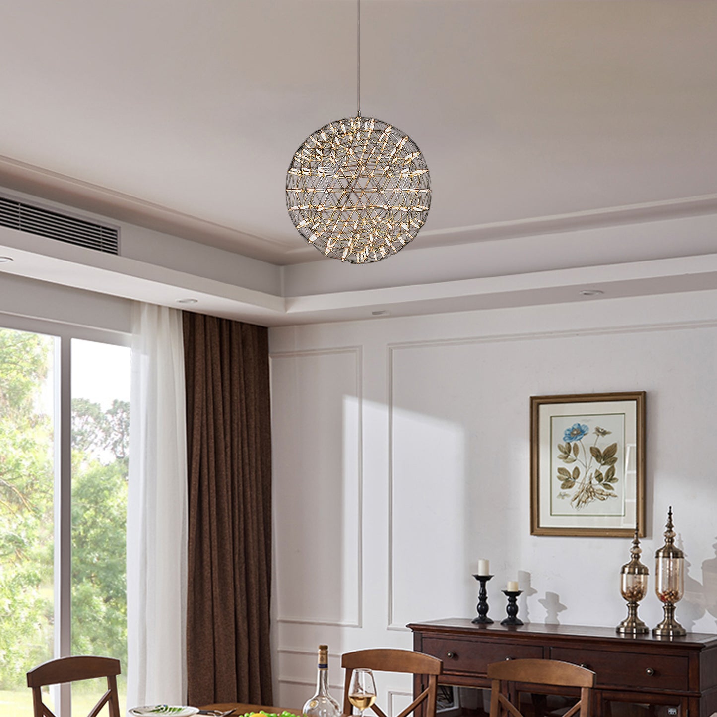 Gold Spark Ball Eclectic Metal Pendant Light