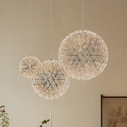 Gold Spark Ball Eclectic Metal Pendant Light